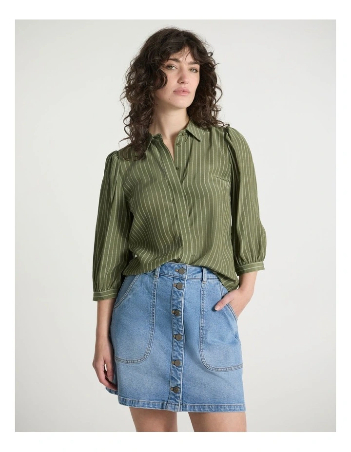 Up All Night Stripe Shirt in Olive Stripe image 1