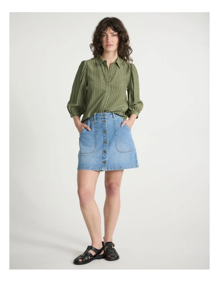 Up All Night Stripe Shirt in Olive Stripe image 2