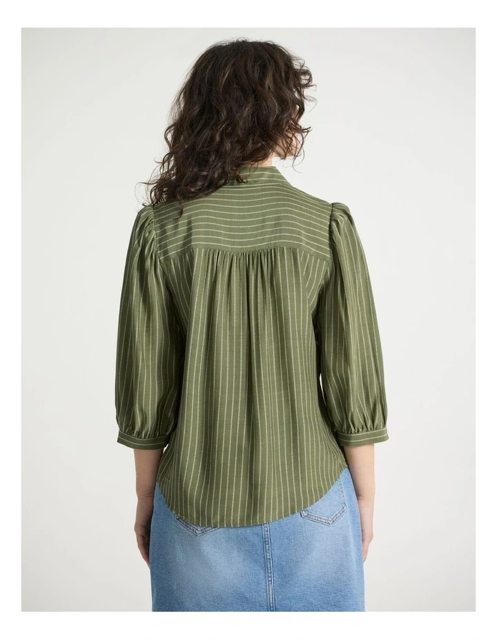 Up All Night Stripe Shirt in Olive Stripe image 3