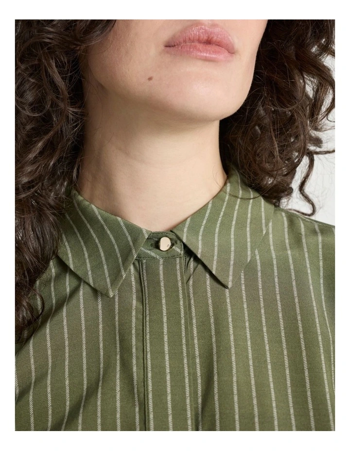 Up All Night Stripe Shirt in Olive Stripe image 4