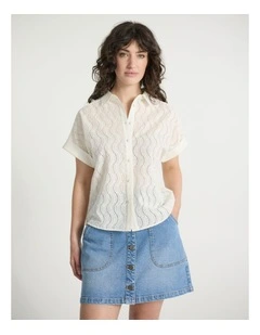 Summer Love Broderie Shirt in Ivory