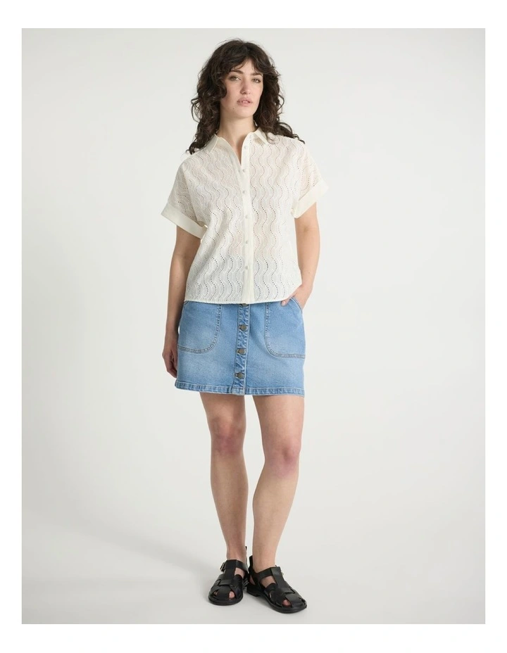 Summer Love Broderie Shirt in Ivory image 2