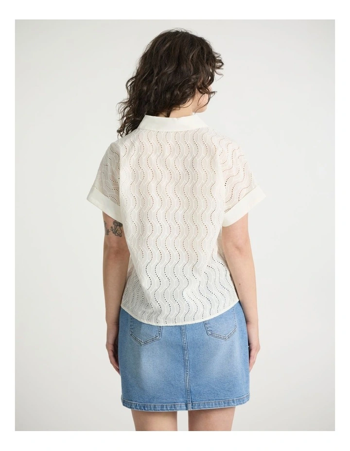 Summer Love Broderie Shirt in Ivory image 3