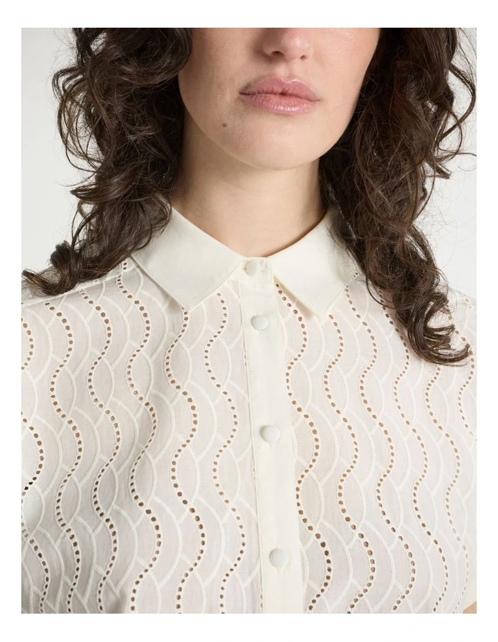 Summer Love Broderie Shirt in Ivory image 4