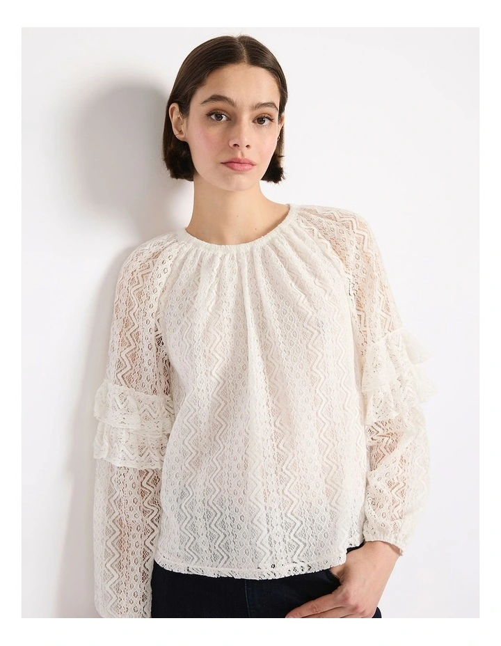 Lydia Lace Blouse in Ivory image 4