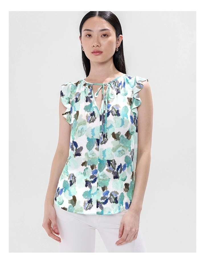 Touch Of Rain Top in Teal Multi image 1