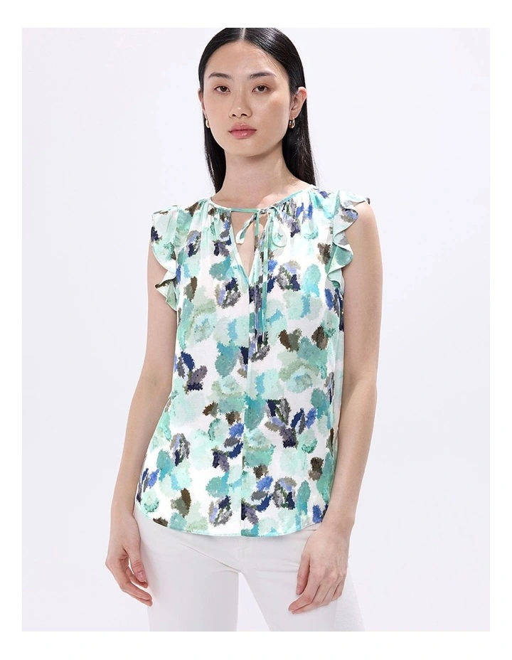 Touch Of Rain Top in Teal Multi image 2
