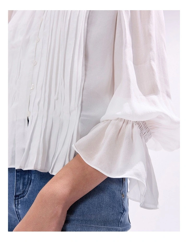 The Kingdom Pintuck Blouse in Ivory image 2
