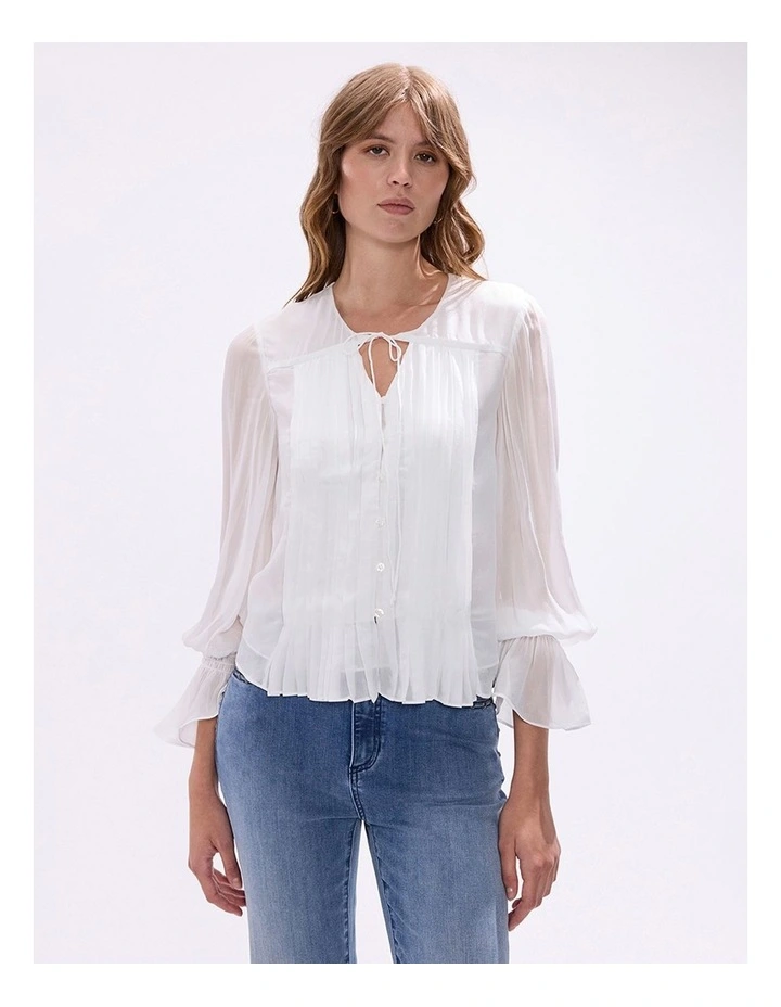 The Kingdom Pintuck Blouse in Ivory image 3