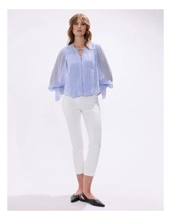 The Kingdom Pintuck Blouse in Pearl Blue