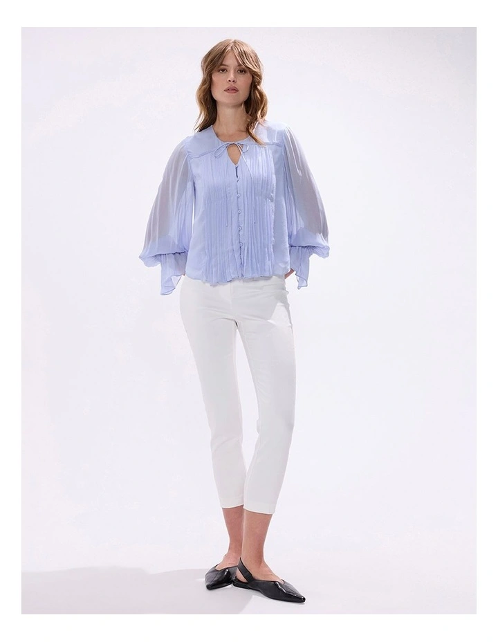 The Kingdom Pintuck Blouse in Pearl Blue image 1
