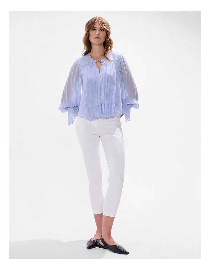 The Kingdom Pintuck Blouse in Pearl Blue image 2