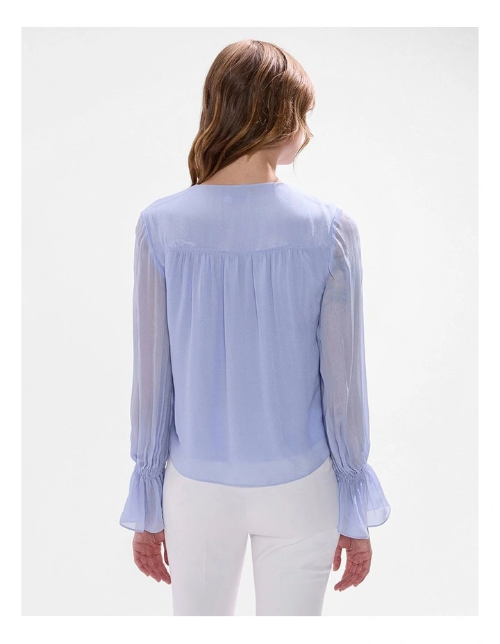 The Kingdom Pintuck Blouse in Pearl Blue image 3