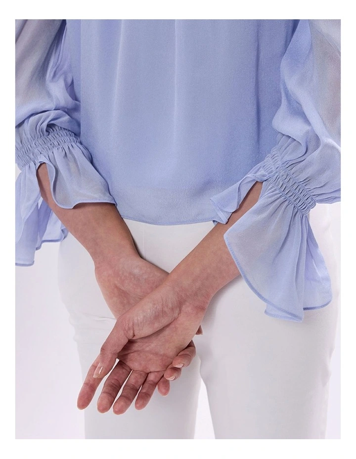 The Kingdom Pintuck Blouse in Pearl Blue image 3