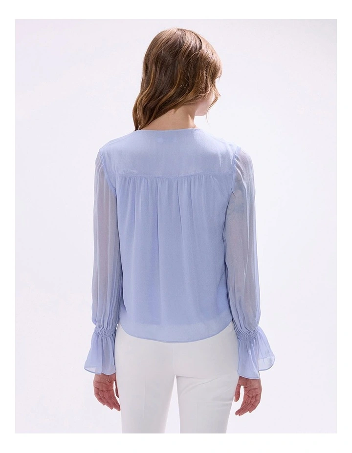 The Kingdom Pintuck Blouse in Pearl Blue image 4