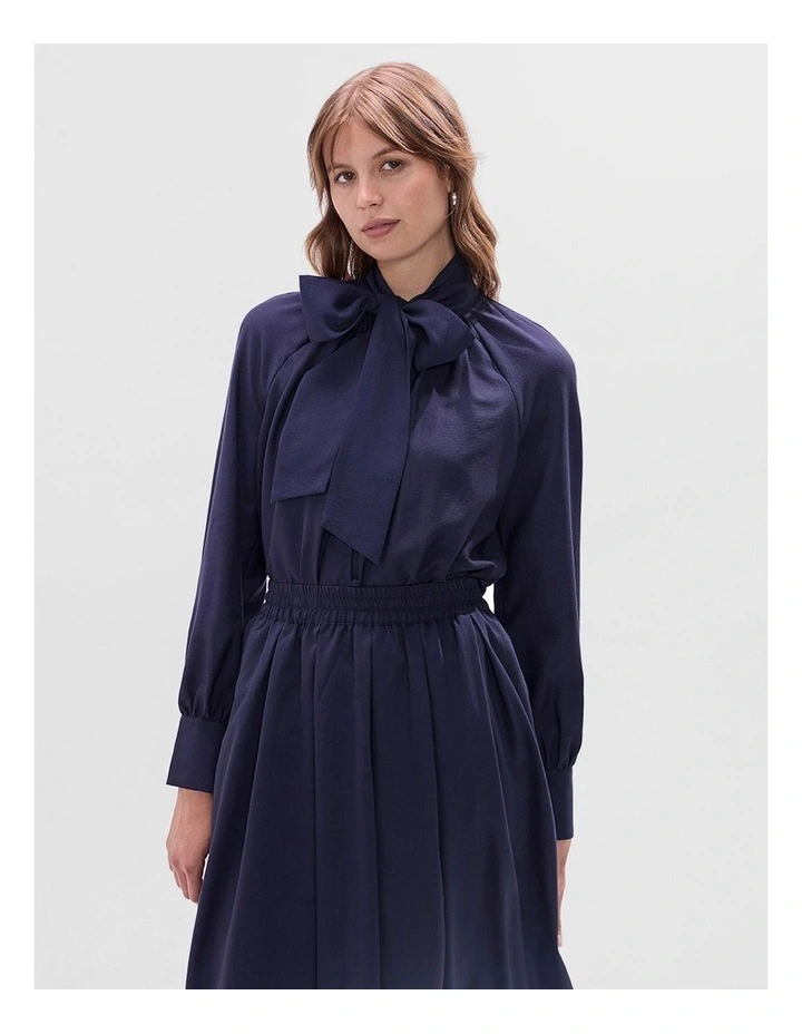 Twilight Pussy Bow Blouse in Navy image 1