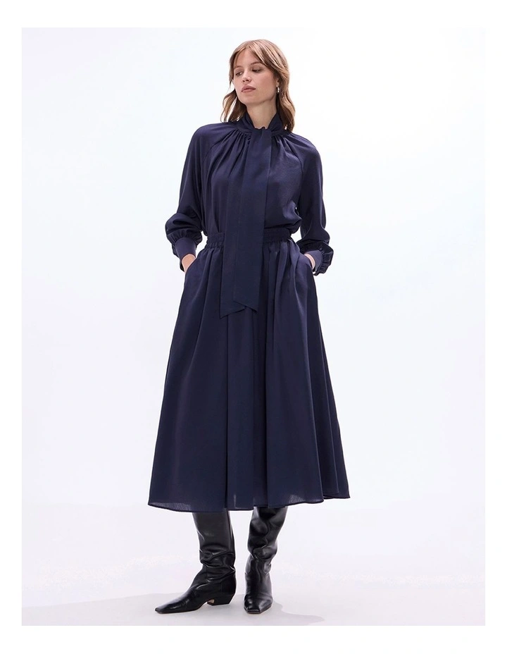 Twilight Pussy Bow Blouse in Navy image 1