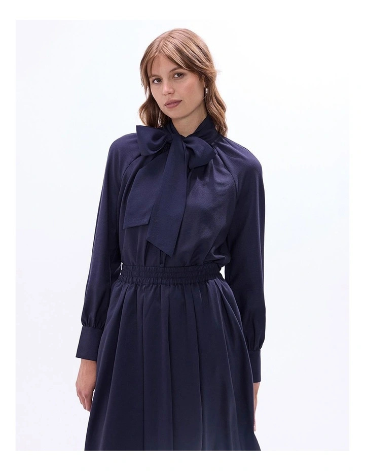 Twilight Pussy Bow Blouse in Navy image 2