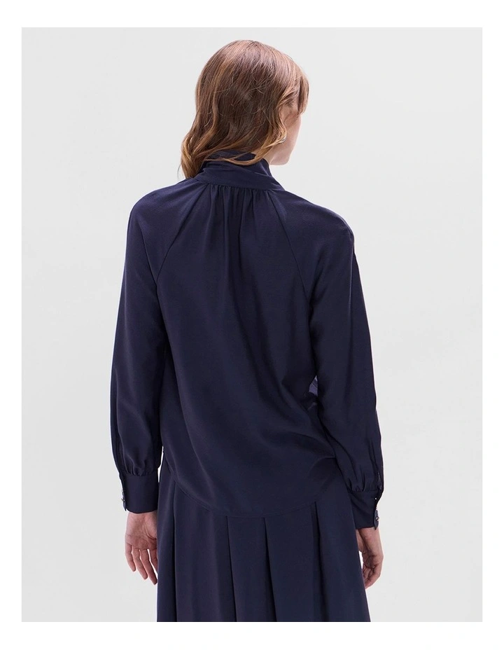 Twilight Pussy Bow Blouse in Navy image 3