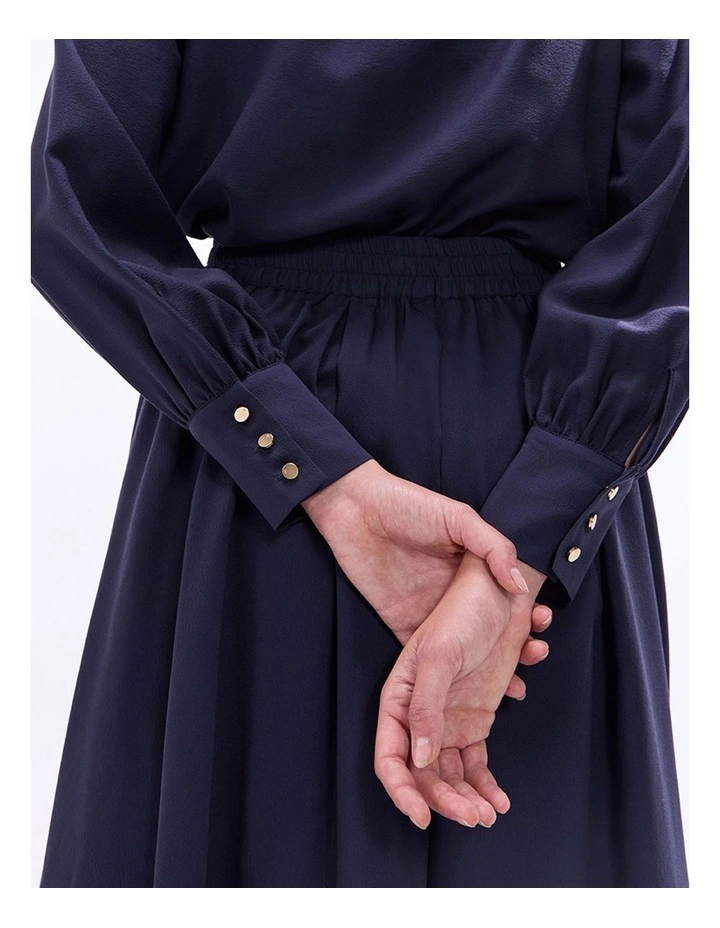 Twilight Pussy Bow Blouse in Navy image 3