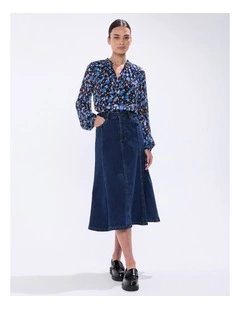 Chalk in The Clouds Blouse in Blue Multi