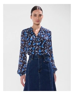 Chalk in The Clouds Blouse in Blue Multi