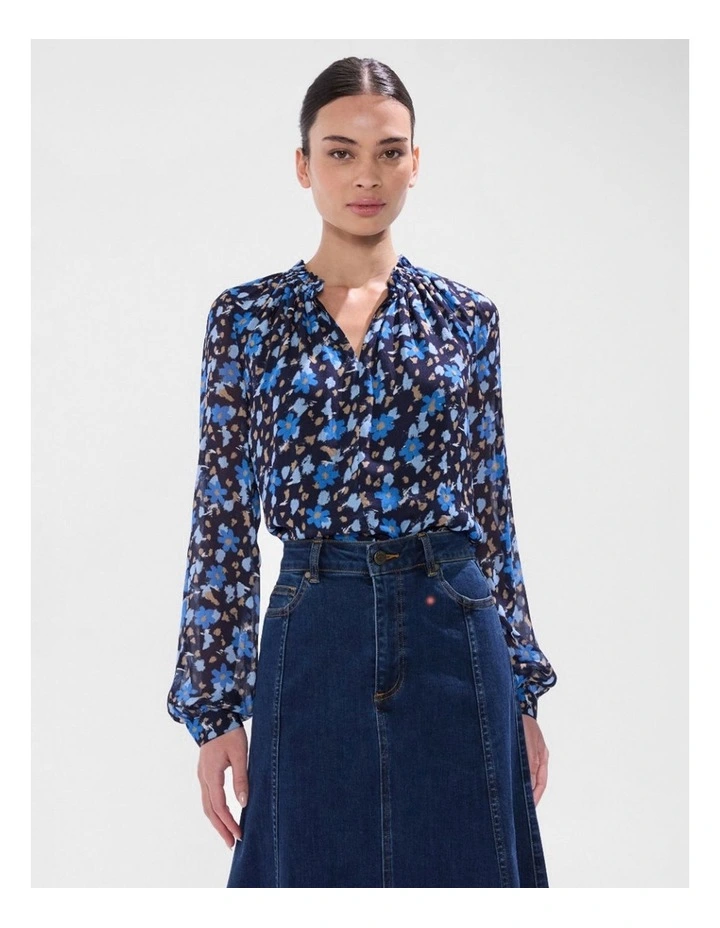 Chalk in The Clouds Blouse in Blue Multi image 1