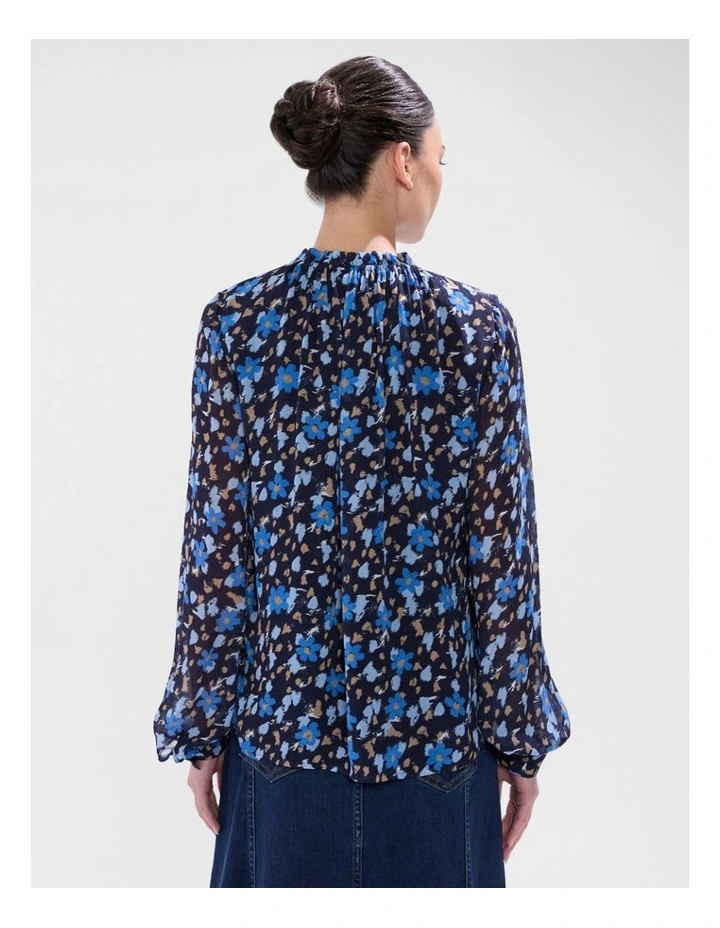 Chalk in The Clouds Blouse in Blue Multi image 3