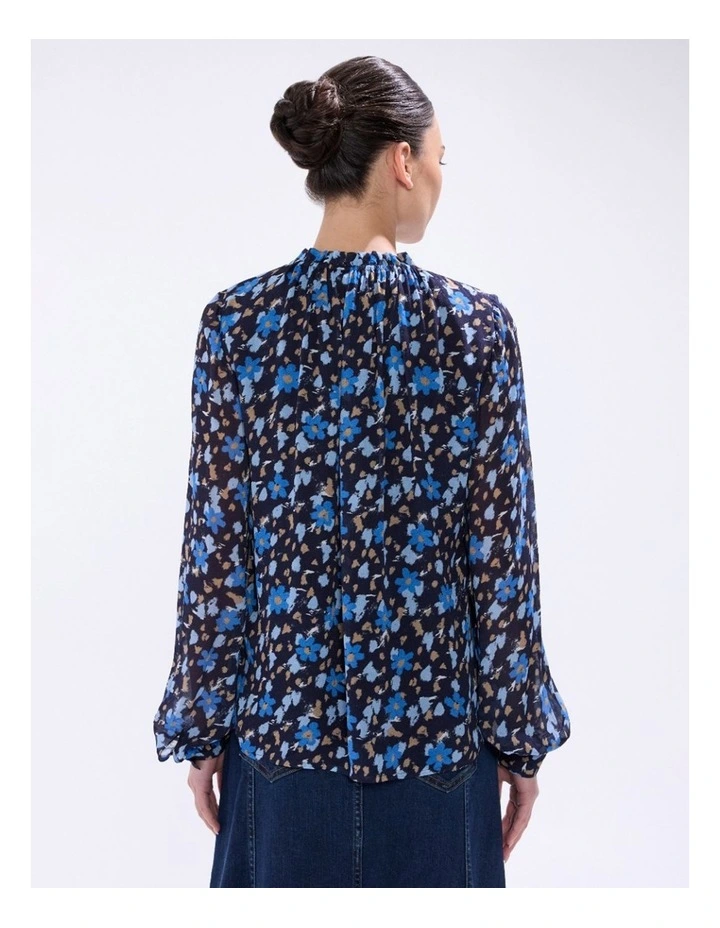 Chalk in The Clouds Blouse in Blue Multi image 4