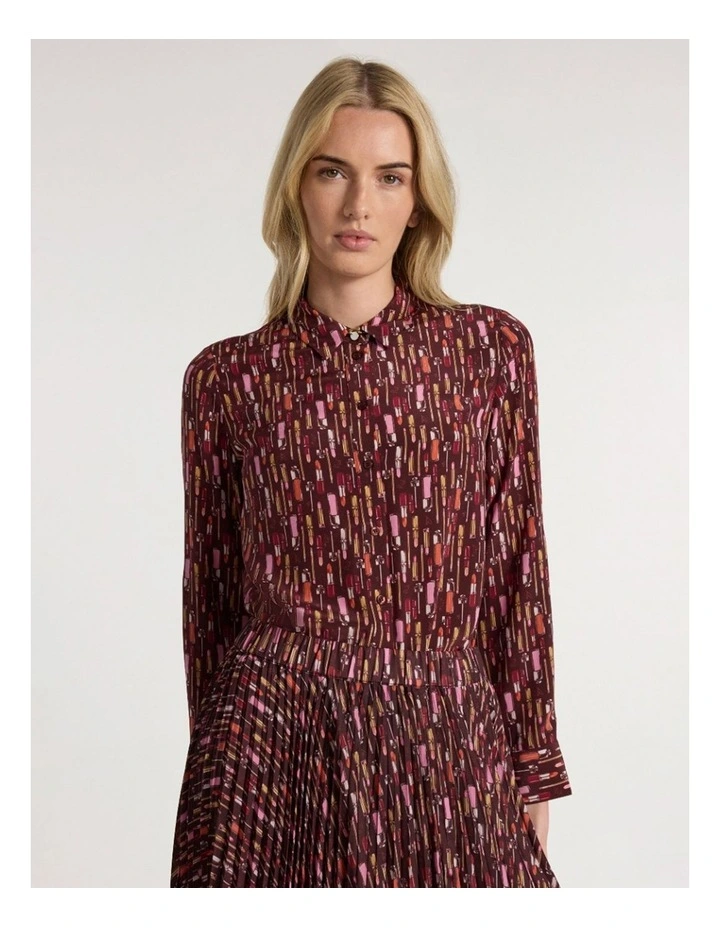Our Lips Are Sealed Silk Shirt in Red Multi image 2