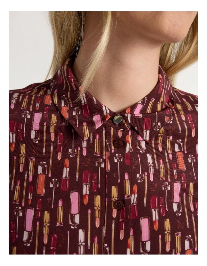 Our Lips Are Sealed Silk Shirt in Red Multi image 3