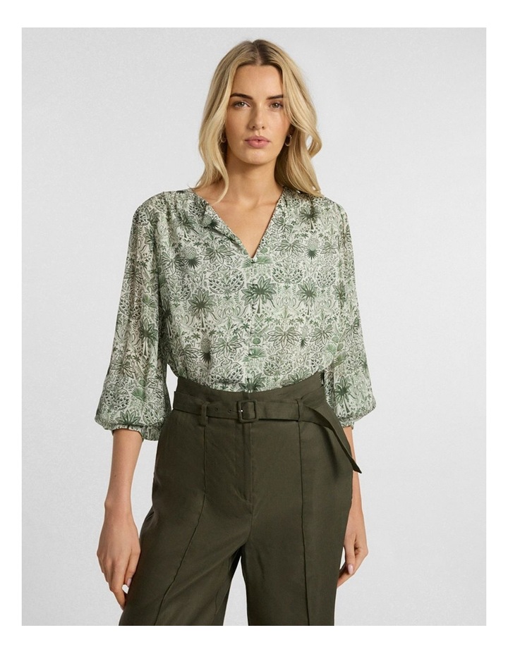 Holiday in The Sun Blouse in Khaki Multi