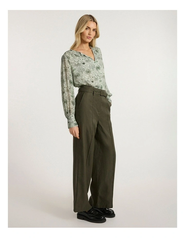 Holiday in The Sun Blouse in Khaki Multi image 1