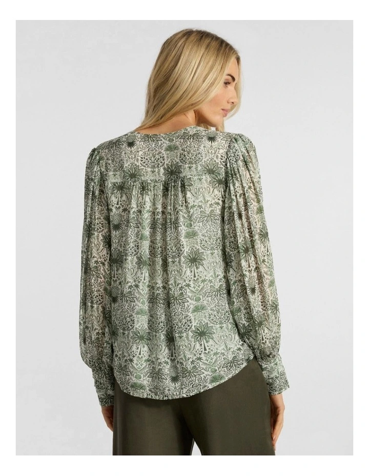 Holiday in The Sun Blouse in Khaki Multi image 3