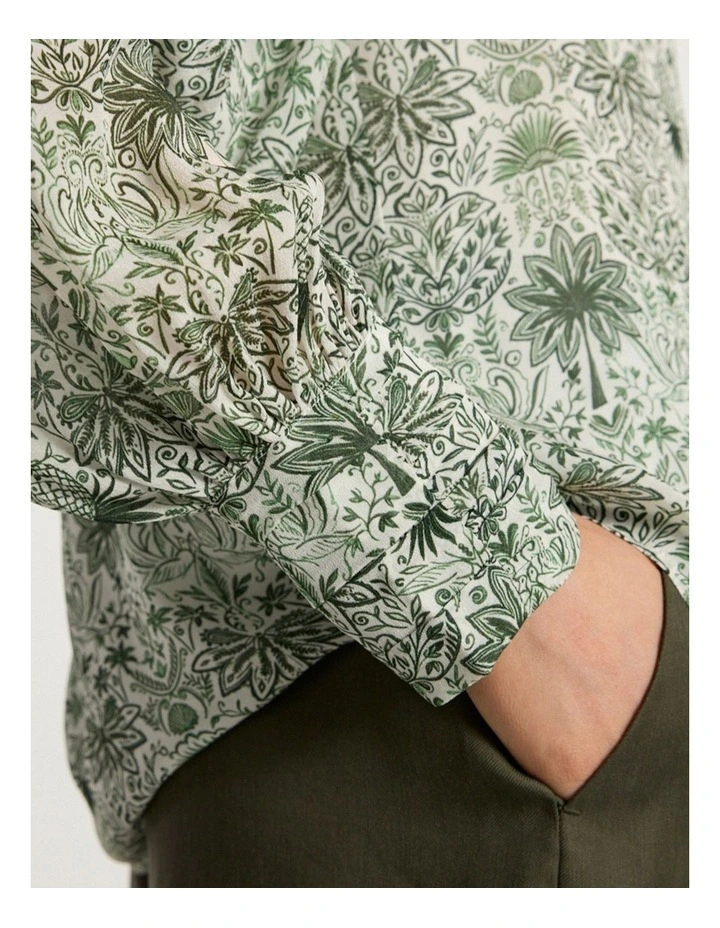 Holiday in The Sun Blouse in Khaki Multi image 3