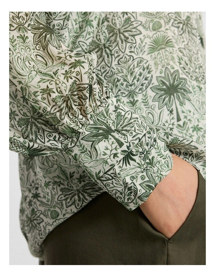 Holiday in The Sun Blouse in Khaki Multi image 4