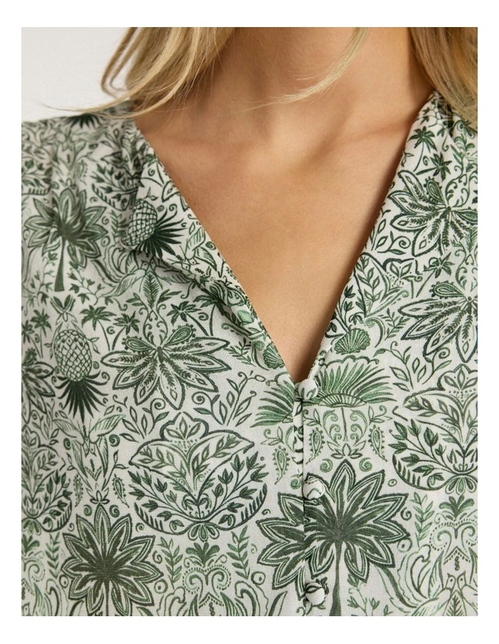 Holiday in The Sun Blouse in Khaki Multi image 4