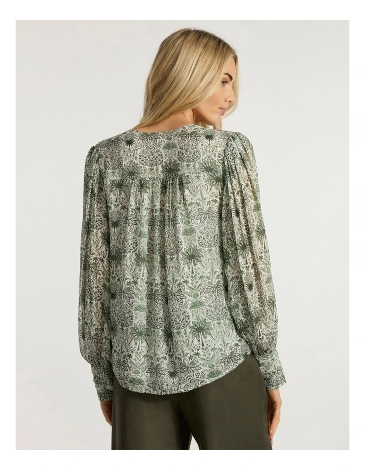 Holiday in The Sun Blouse in Khaki Multi image 5