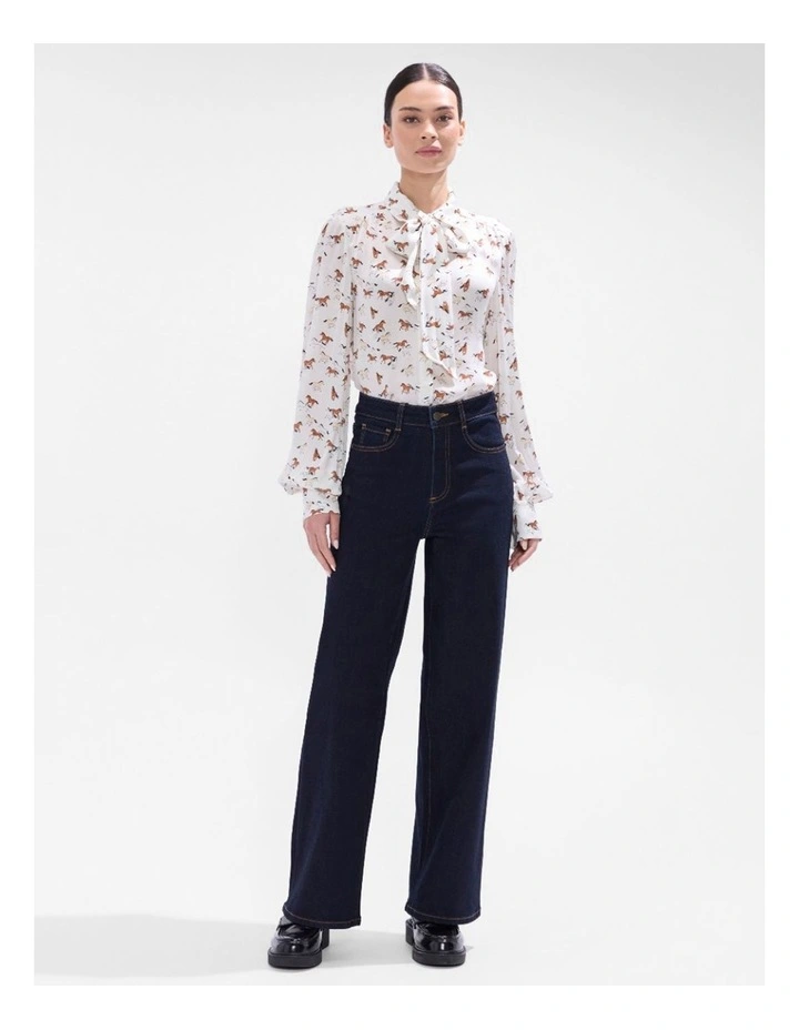Foal-Mates Pussy Bow Blouse in Ivory Multi image 2