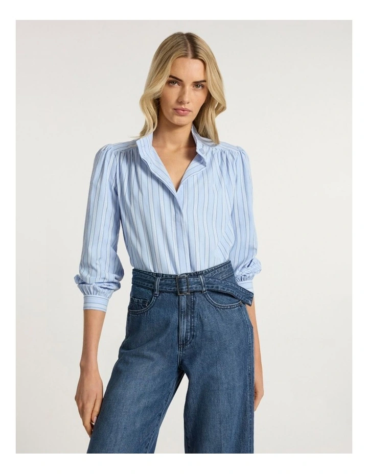 Marjorie Stripe Shirt in Blue Stripe image 2