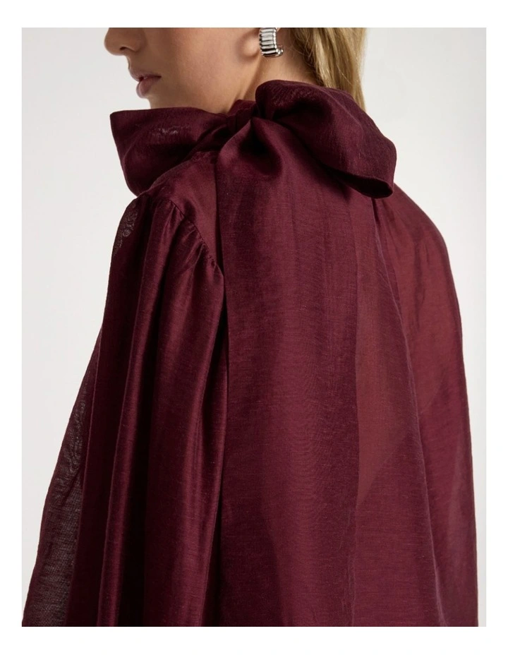 Joan Pussy Bow Blouse in Ruby Port image 2