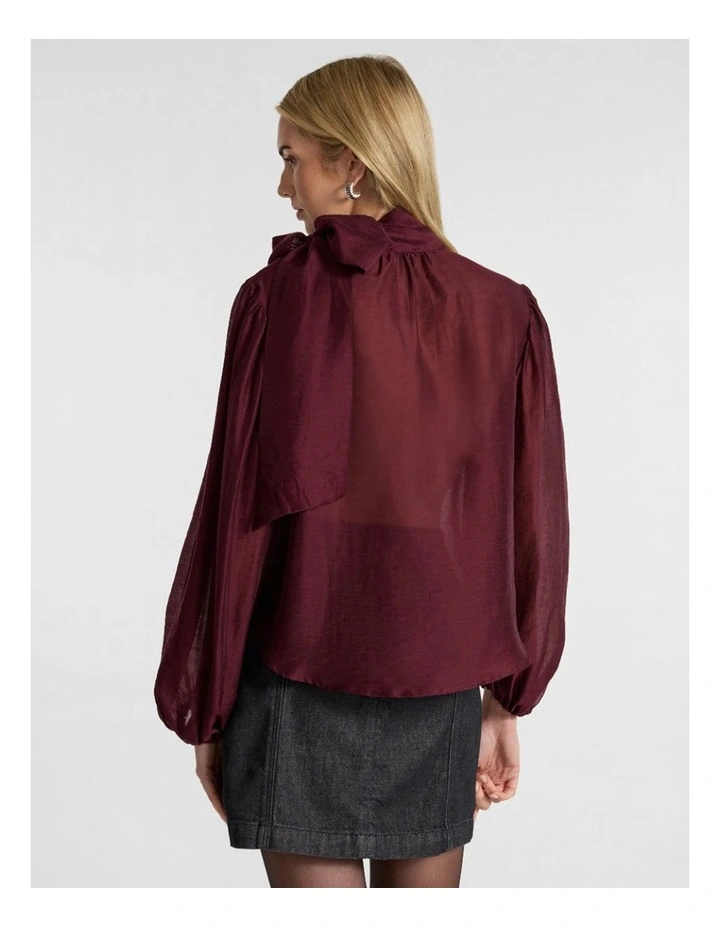 Joan Pussy Bow Blouse in Ruby Port image 3