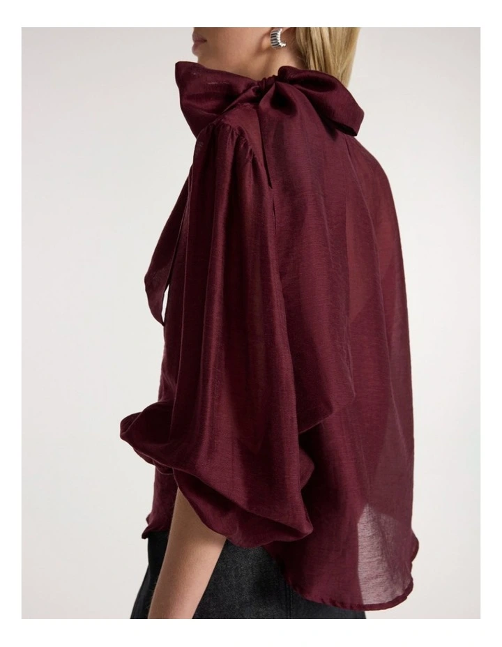 Joan Pussy Bow Blouse in Ruby Port image 3
