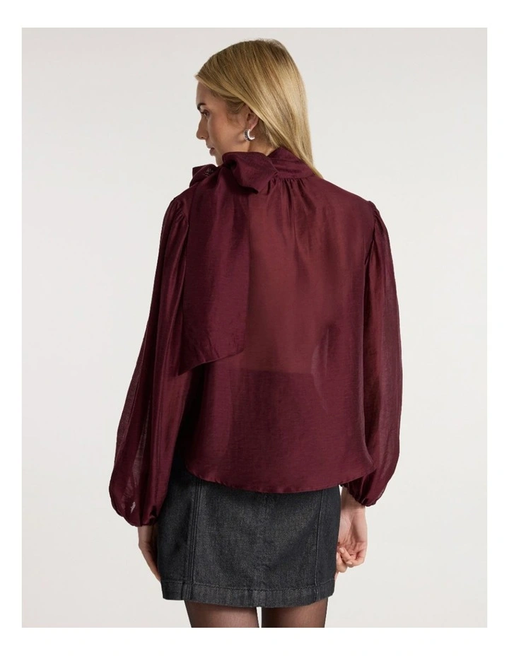 Joan Pussy Bow Blouse in Ruby Port image 4