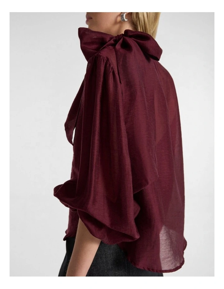 Joan Pussy Bow Blouse in Ruby Port image 5