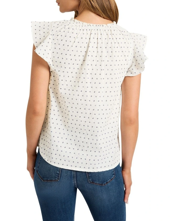 Betty Ruffle Top in White Multi image 2