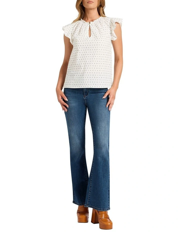Betty Ruffle Top in White Multi image 3