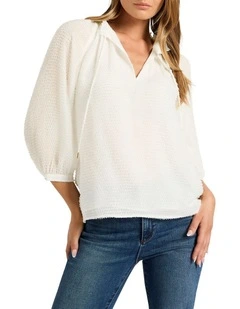 Yujin Textured Blouse in Ivory