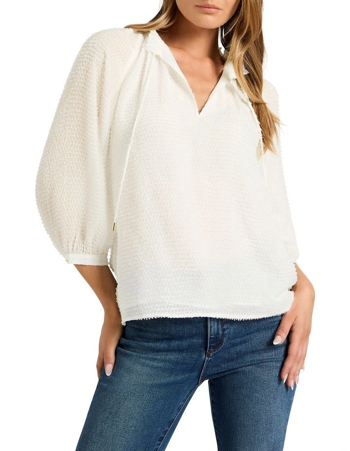 Yujin Textured Blouse in Ivory image 1