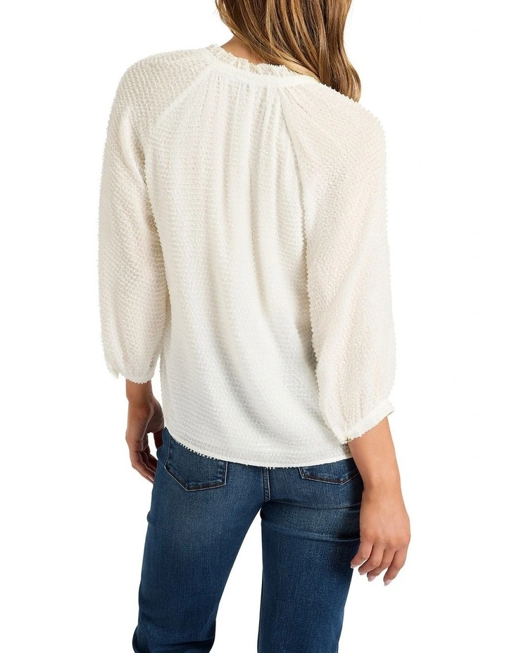 Yujin Textured Blouse in Ivory image 2